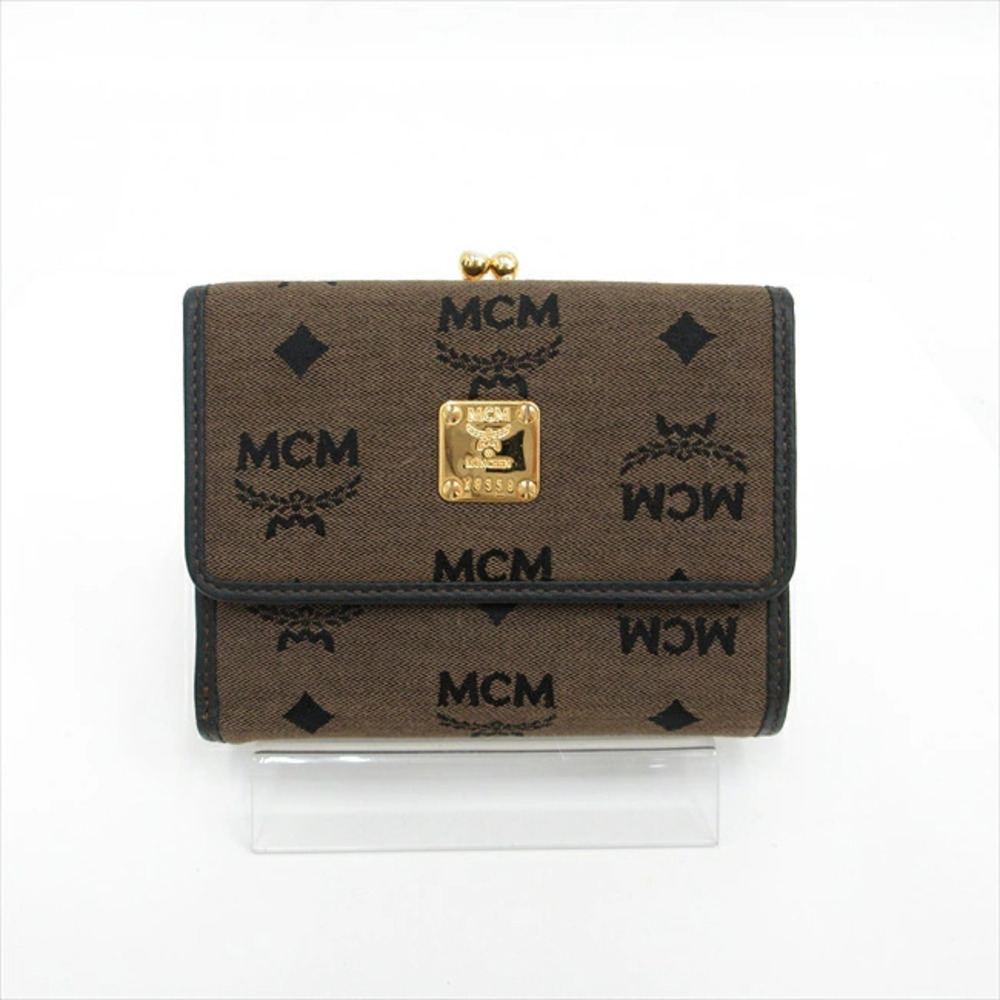 MCM Legere Tri fold Wallet Clasp Brown